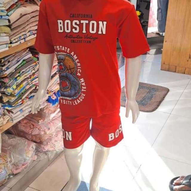 Red, White, Blue, Black T-shirt and Shorts Set