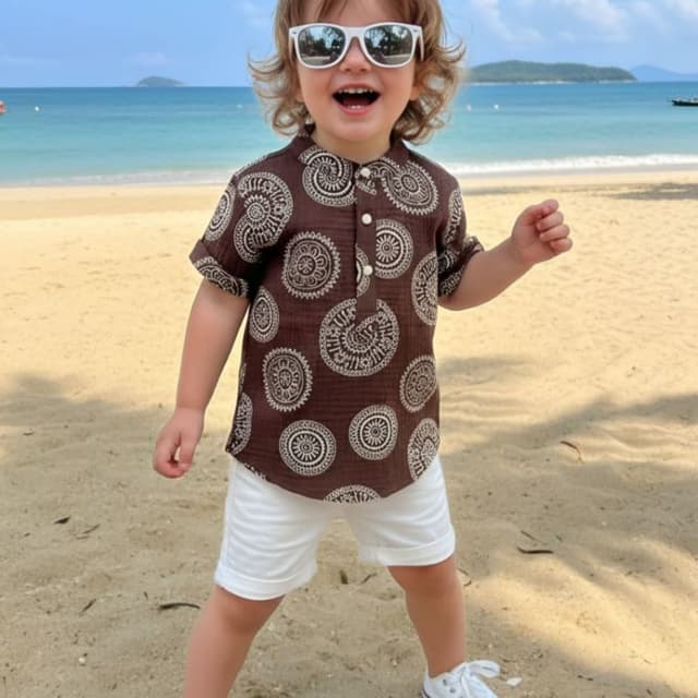 Brown with white circular patterns Shirt