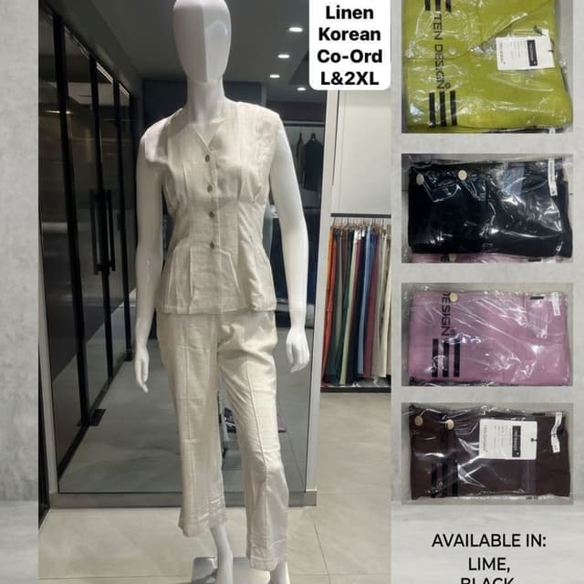 Beige, Lime, Black, Dusty Rose, Dark Brown Co-ord Set (Top and Pants)
