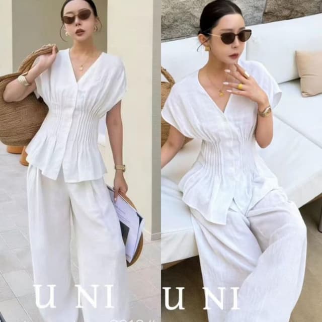 White Co-ord Set (Top and Pants)