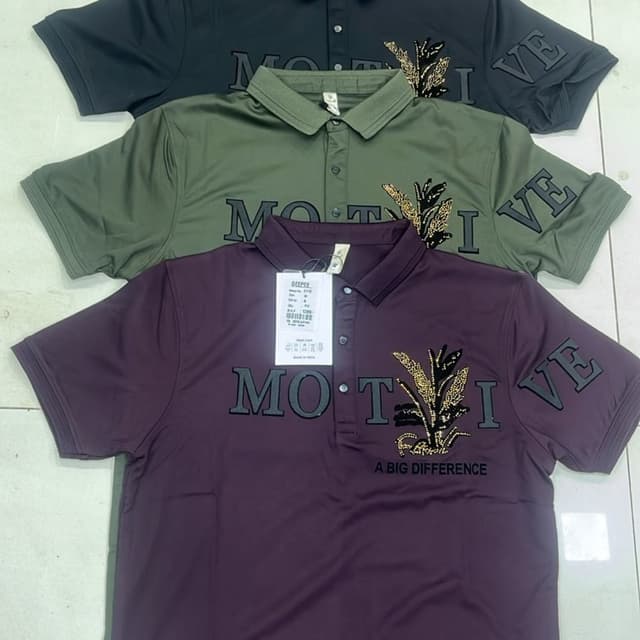 Black, Olive Green, Deep Purple Polo Shirt