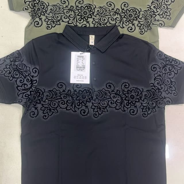 Black with intricate black embellishments Polo Shirt
