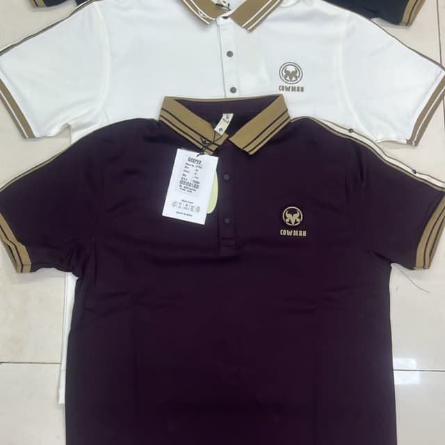 Maroon, White, Gold, Brown Polo Shirt