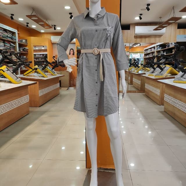 Grey and White Shirt Dress