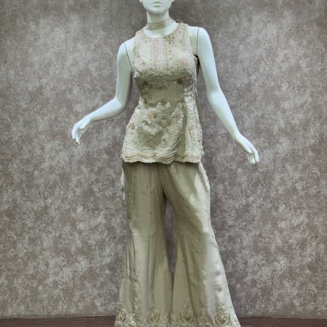Light Beige/Champagne Sharara Set