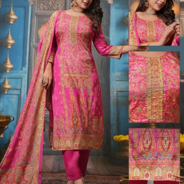 Fuchsia, Gold, Orange, Green, Teal Salwar Kameez