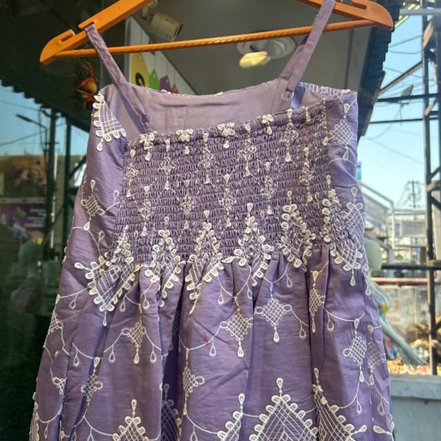 Lavender with white embroidery Dress
