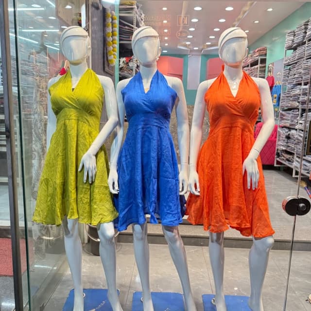 Lime Green, Royal Blue, Bright Orange Dress