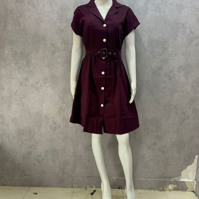Deep Maroon Shirt Dress