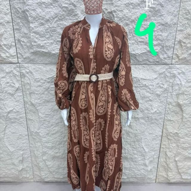 Brown with beige paisley print Dress