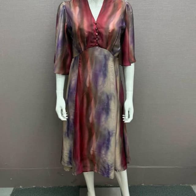 Red, Purple, Beige, Pink Dress