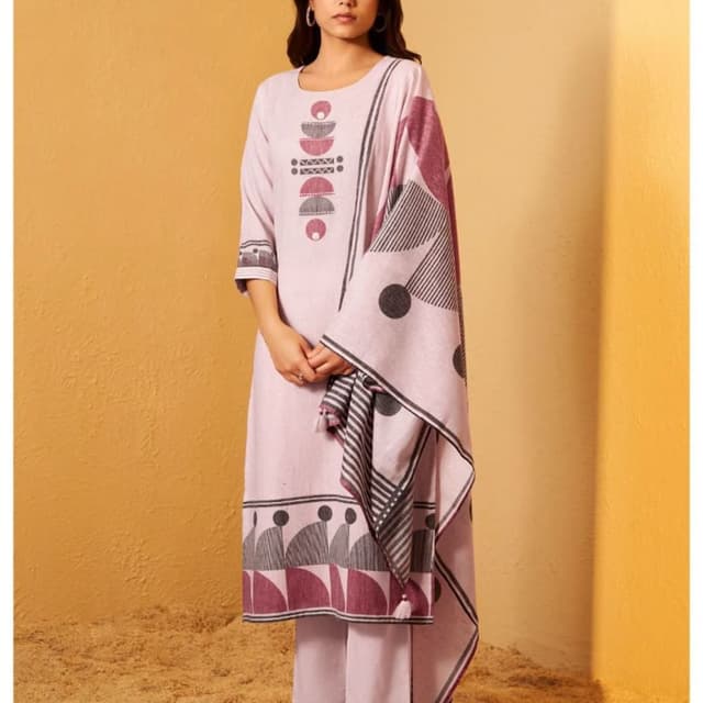 Lavender, Pink, Black, Maroon, White Kurta Set
