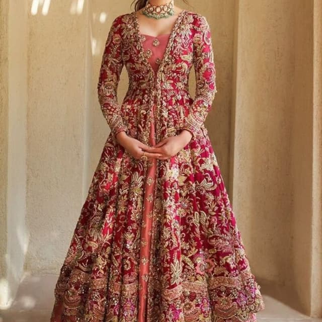 Red, Gold, Pink Lehenga Choli