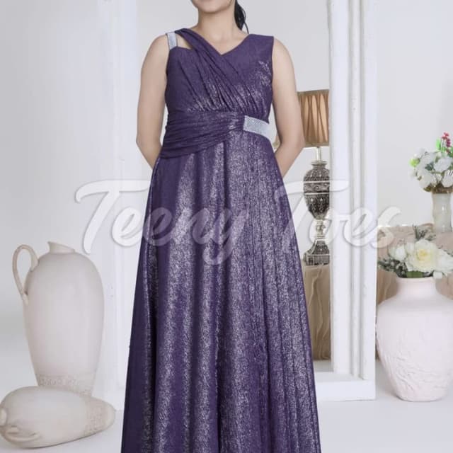 Deep Purple with Silver Sparkle Maxi Dress