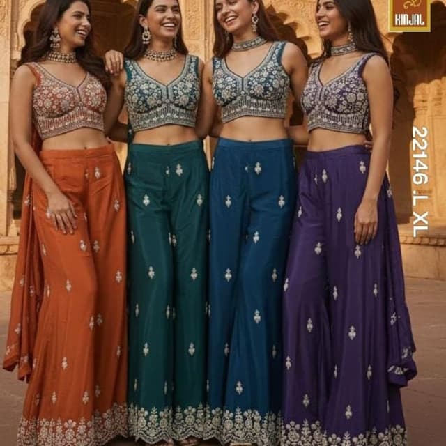 Teal, Blue, Purple, Orange Lehenga Choli