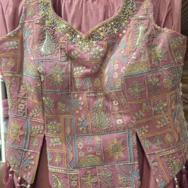 Rose Pink, Gold, Teal, Beige Lehenga Choli