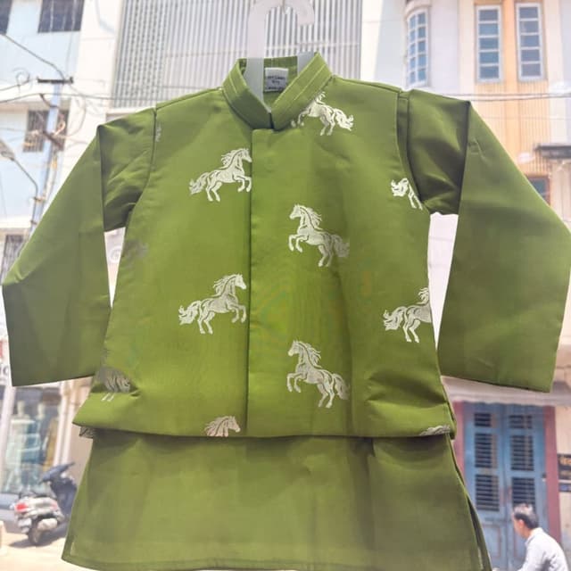 Lime Green with Silver Kurta Set