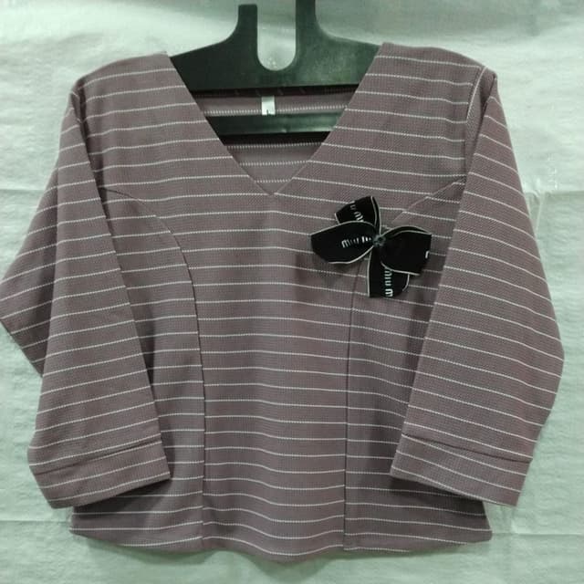 Mauve with white stripes Blouse