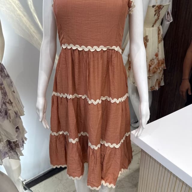 Terracotta with cream accents Tiered Dress