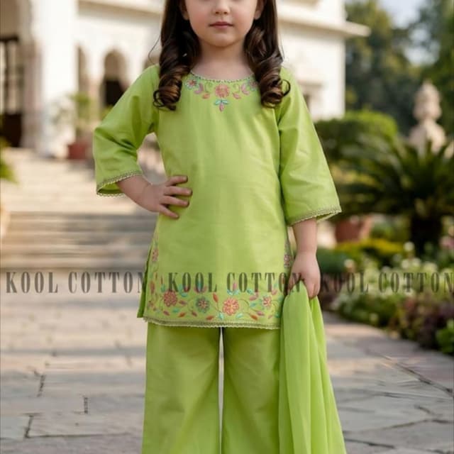 Lime Green, Pink, Green, Yellow Kurta Set with Dupatta