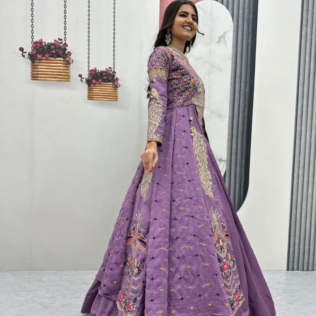 Lavender, Gold, Pink, Blue, Green Anarkali Suit