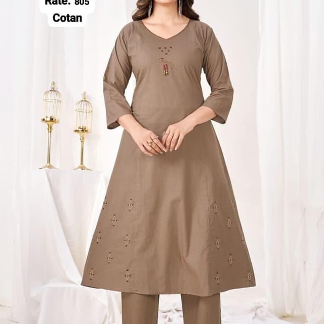 Brown, Beige, Maroon Kurta Set