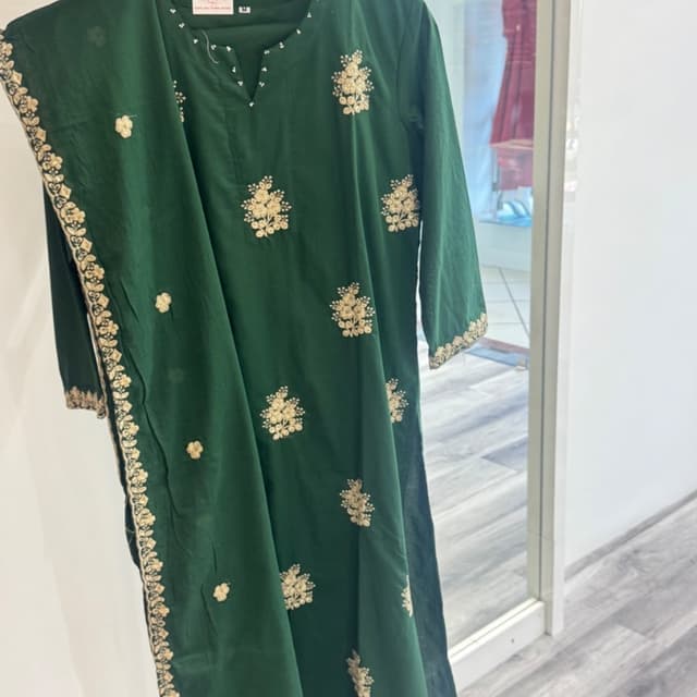 Deep Green with Gold Embroidery Kurti