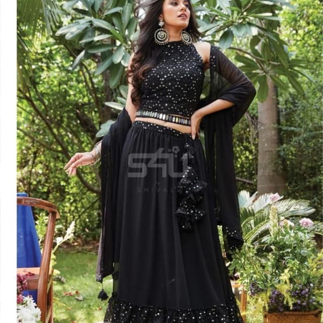 Black with silver embellishments Lehenga Choli