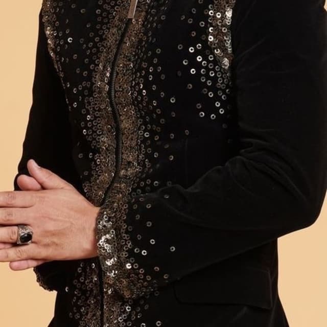 Black with metallic/silver sequins Jacket