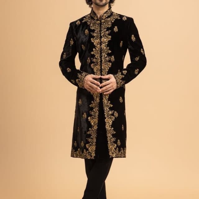 Black with Gold Sherwani