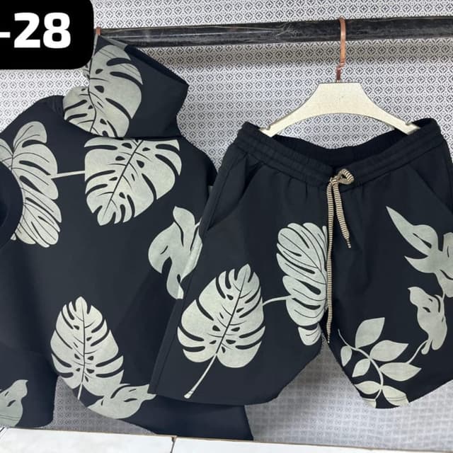 Black and white Hoodie and shorts set
