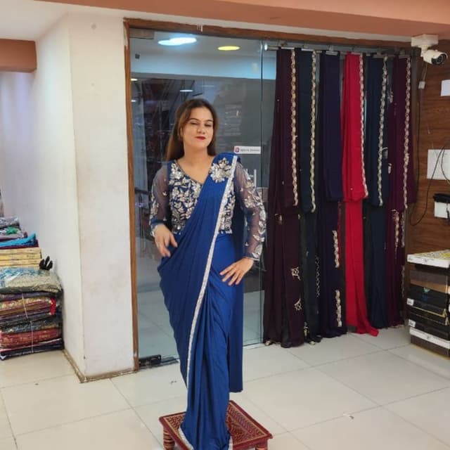 Royal Blue, Silver Saree
