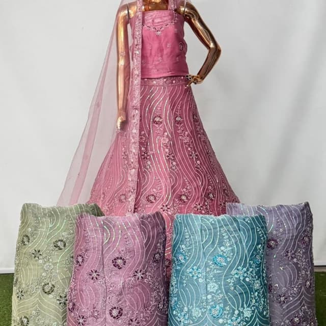 Pink, Light Pink, Peach, Purple, Teal, Mint Green Lehenga Choli