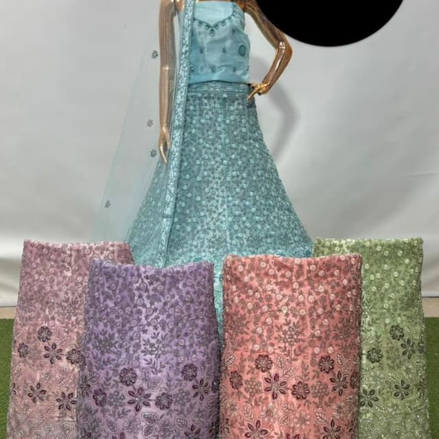 Aqua blue, Lavender, Peach, Mint Green Lehenga Choli