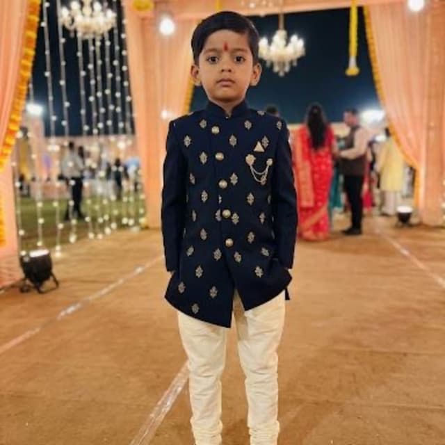 Navy Blue and Gold, Cream Sherwani Set