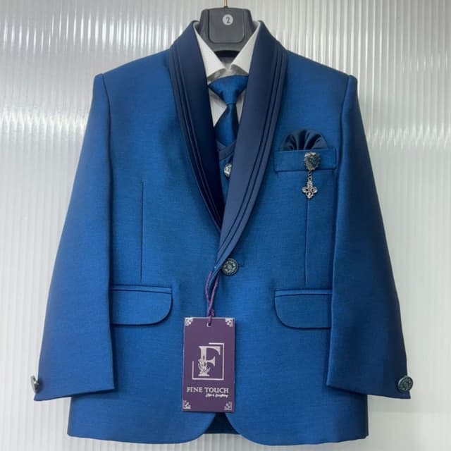 Royal Blue, Navy Blue, White Suit (Jacket, Vest, Shirt, Tie, Pocket Square)