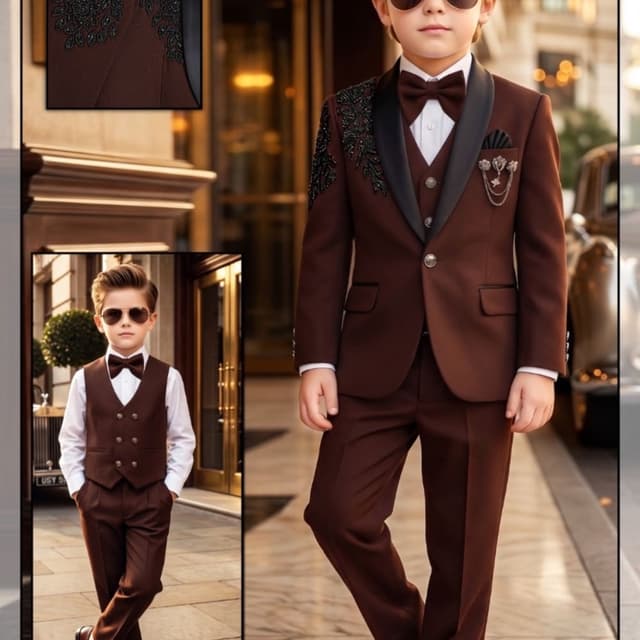 Brown, Black, White Suit