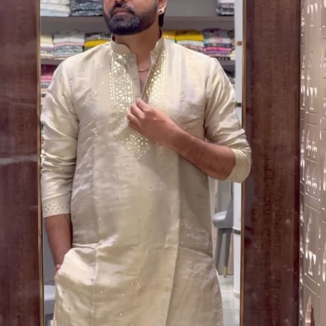 Beige and Gold Kurta