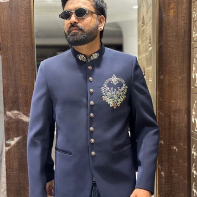 Deep Blue, Silver, White, Green, Orange Jodhpuri Suit Jacket