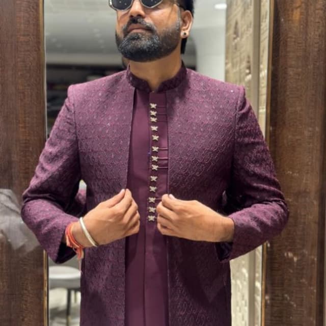 Deep Plum Jacket (Sherwani Style)