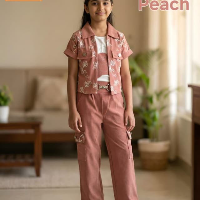 Dusty Rose Co-ord Set (Jacket, Crop Top, Pants)