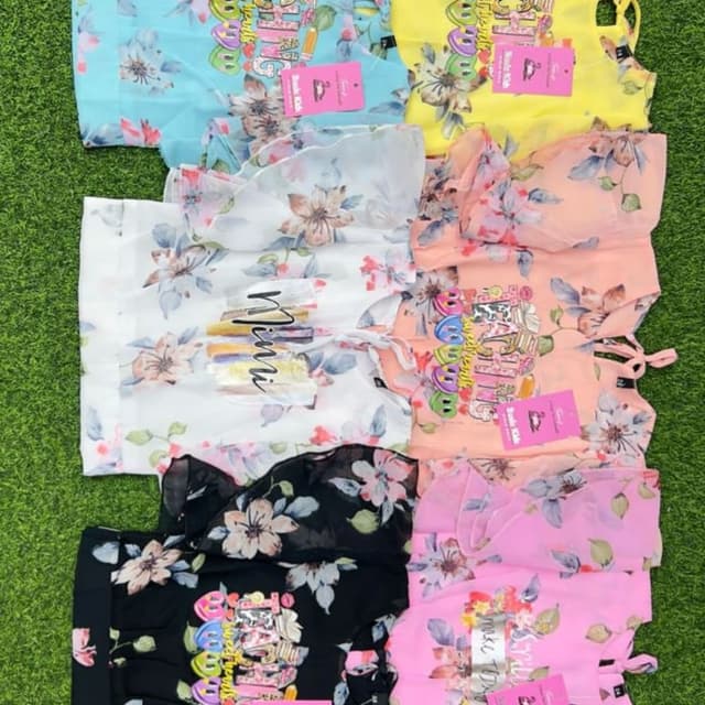Blue, Yellow, White, Peach, Black, Pink, Floral print Top