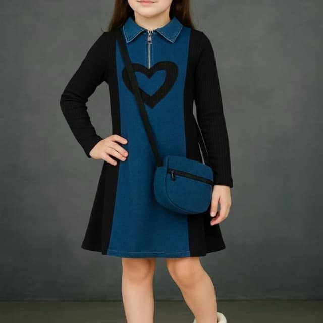 Black and Teal with a Black Heart Dress