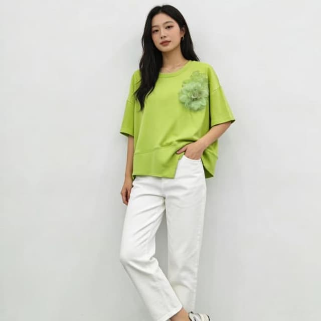 Lime Green, White, Silver T-shirt