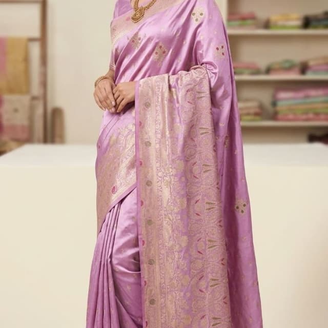 Lilac with gold zari Saree