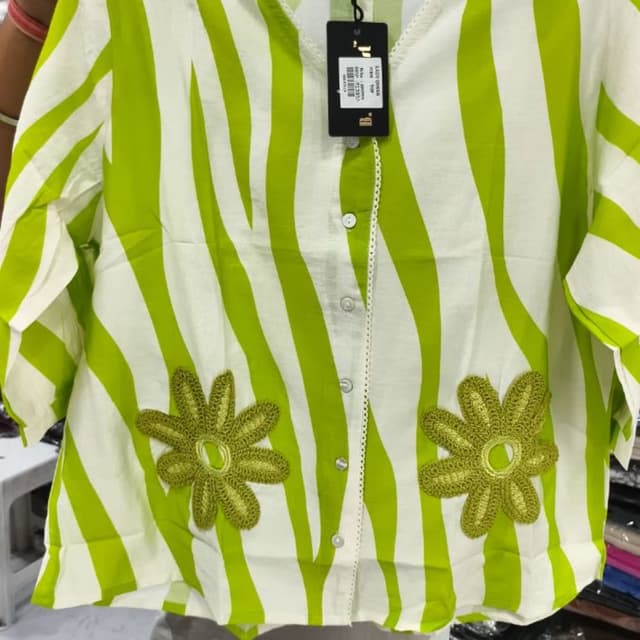 White and Lime Green Top