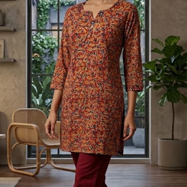 Red, Orange, Black, Yellow Kurta