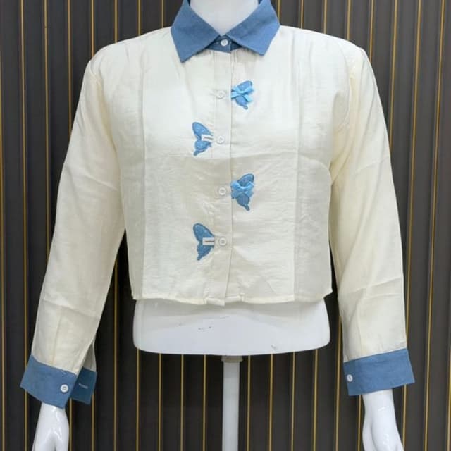 Cream and light blue Shirt