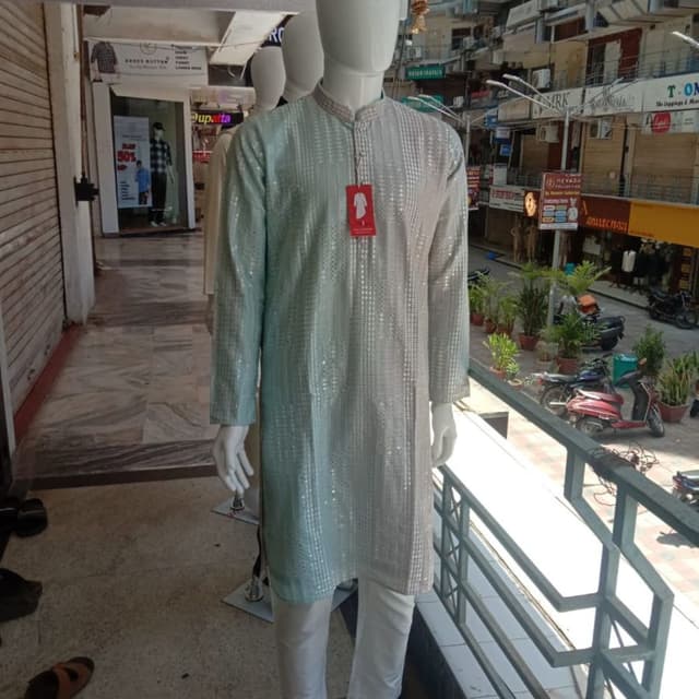 Pastel Blue, Silver Kurta Suit