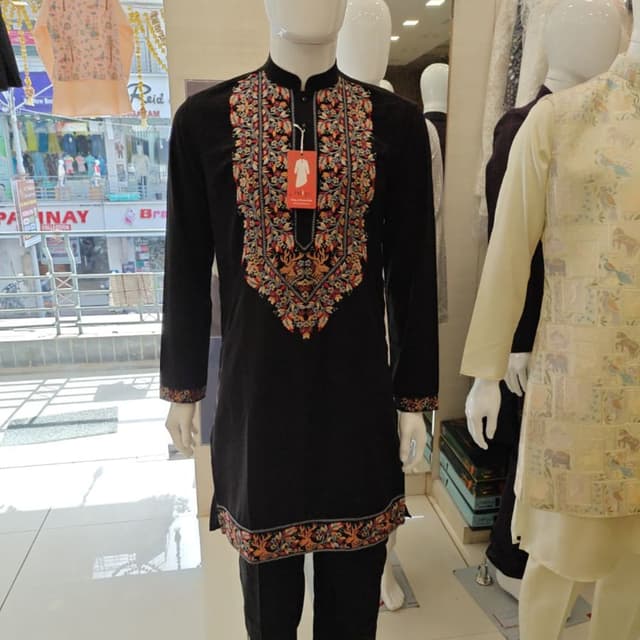 Black with multicolors Kurta and Pants